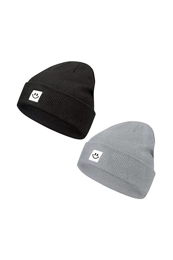 Rayson Bonnet dhiver pour Homme et Femme Tricot Bonnet Unisexe Respirant Le Sport Ski Taille Unique Casquette Noir+Marron 