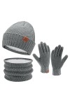 Femme Homme Hiver Bonnet Chapeau Écharpe Écran Tactile Gants Ensemble Chaud Chenille Polaire Doublé Casquette Cache Cou Gant 