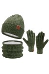 Femme Homme Hiver Bonnet Chapeau Écharpe Écran Tactile Gants Ensemble Chaud Chenille Polaire Doublé Casquette Cache Cou Gant 