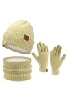 Femme Homme Hiver Bonnet Chapeau Écharpe Écran Tactile Gants Ensemble Chaud Chenille Polaire Doublé Casquette Cache Cou Gant 