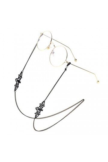 Leyeet Chaîne de lunettes creuse en forme de chauve-souris, cordon de fixation de lunettes en métal, cordon de support de lun