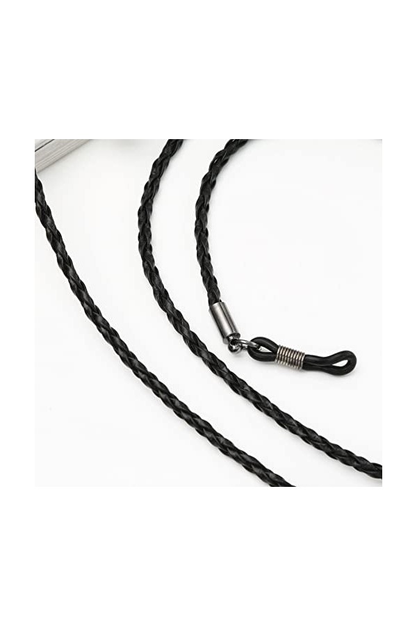 ZORZA Sangle de Lunettes Longe de Lunettes for Femmes Chaînes de Masque antidérapantes tressées Noires Cordon de Lunettes élé