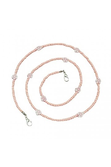 JEWEDECO Masque Aux Fleurs De Perles De Riz Lunettes De Soleil De Mode Pour Femmes Chaînes De Visage Chaîne De Collier De Lun