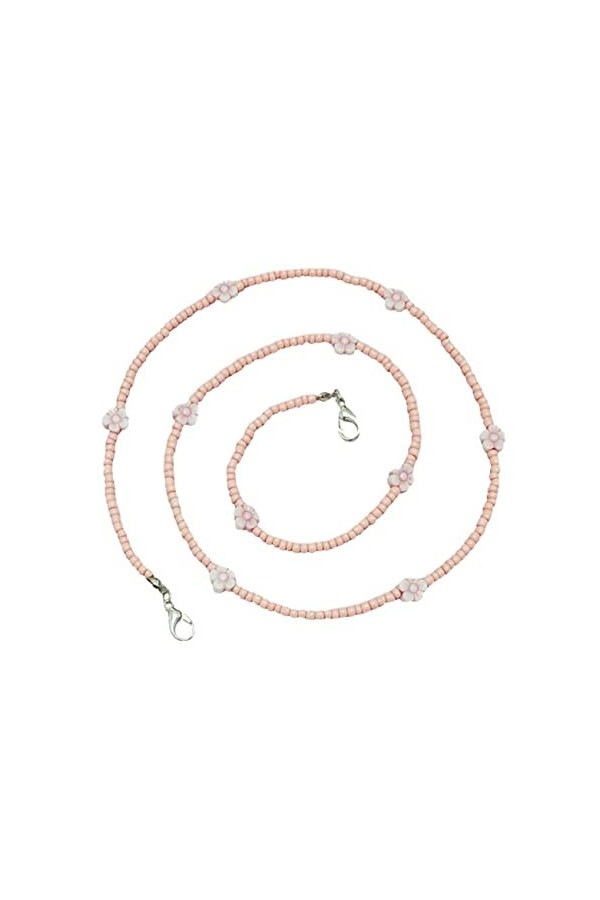 JEWEDECO Masque Aux Fleurs De Perles De Riz Lunettes De Soleil De Mode Pour Femmes Chaînes De Visage Chaîne De Collier De Lun