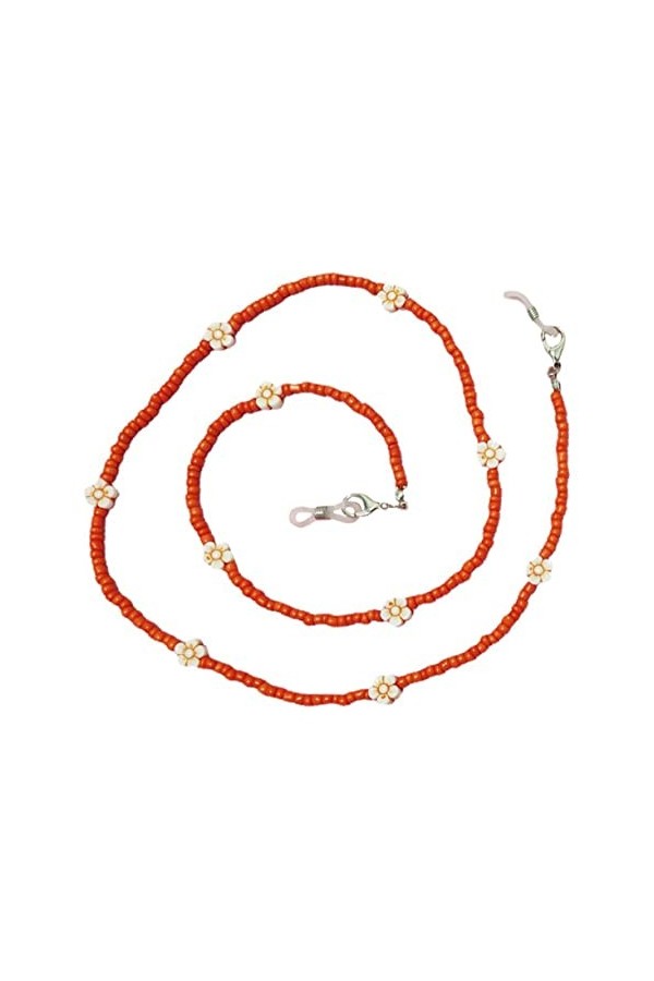 JEWEDECO Masque Aux Fleurs De Perles De Riz Lunettes De Soleil De Mode Pour Femmes Chaînes De Visage Chaîne De Collier De Lun