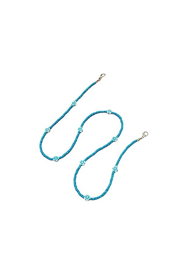 JEWEDECO Masque Aux Fleurs De Perles De Riz Lunettes De Soleil De Mode Pour Femmes Chaînes De Visage Chaîne De Collier De Lun