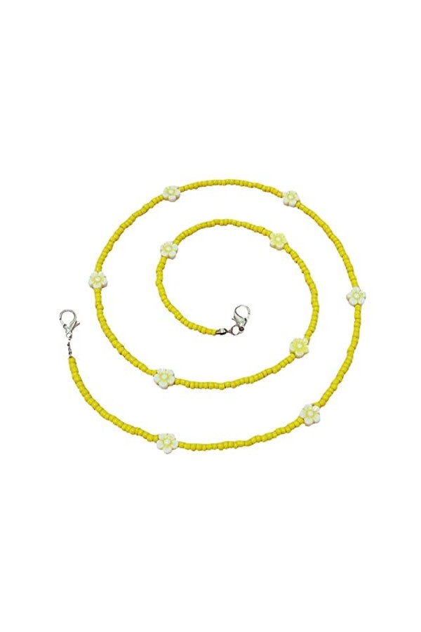 JEWEDECO Masque Aux Fleurs De Perles De Riz Lunettes De Soleil De Mode Pour Femmes Chaînes De Visage Chaîne De Collier De Lun