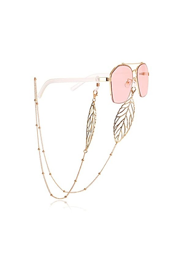 EVSER Chaînes de Lunettes de Lunettes for Femmes Feuille et Lunettes en Forme de Coeur Cordon de Lunettes de Mode Color : Go