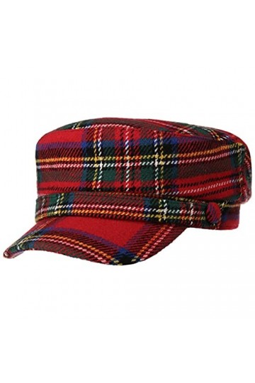 Lipodo Casquette Marin Tartan Écossais Femme - Baker Boy de avec visière, Doublure Automne-Hiver - S 55-56 cm Rouge
