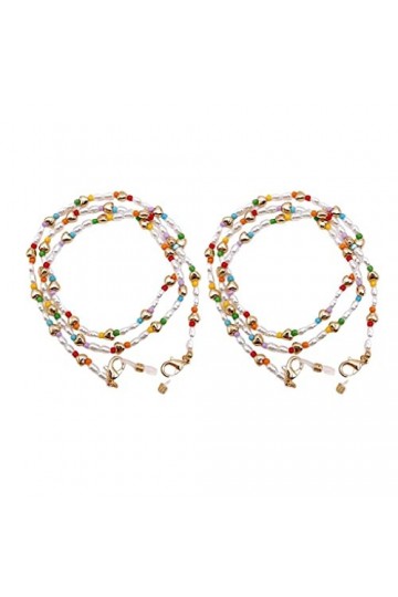 vreplrse 2 pièces chaîne de lunettes détachable décoratif forme de coeur mignon coloré lunettes de soleil cordon accessoires 