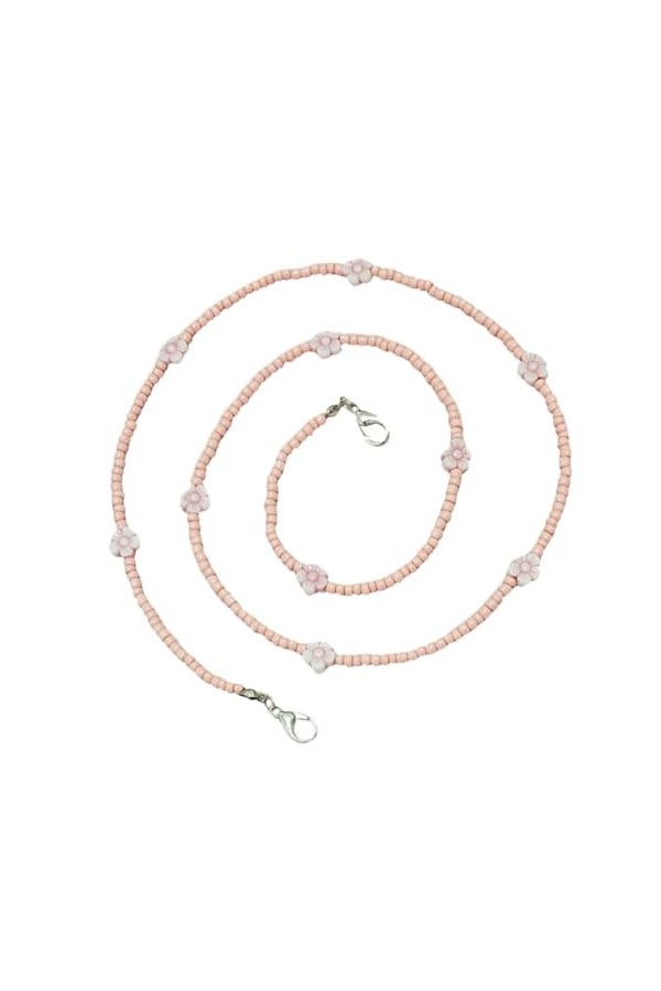 CRILSTYLEO Masque Aux Fleurs De Perles De Riz Chaîne De Lanière Chaîne De Collier De Lunettes Lanière Perlée Support De Colli