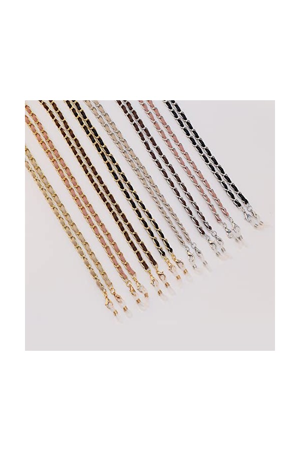 KEMUDO Chaînes de lunettes Lanière de lunettes pour femmes Deux tons Anti-perte Double chaîne élégante porte-cordon couleur 