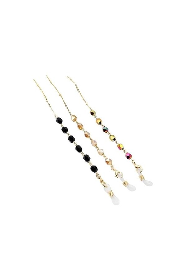 PLABBDPL 3 Pcs Chaîne de Lunettes Femmes Perlée, Lanière de Lunettes,Cordon Lunettes Perles pour Lunettes pour Lunettes, Lune