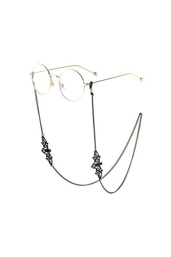 SOONHUA Cordon Lunettes,Chaîne à lunettes en forme de chauve souris En métal Fait à la main Cordon de serrage pour les lunett