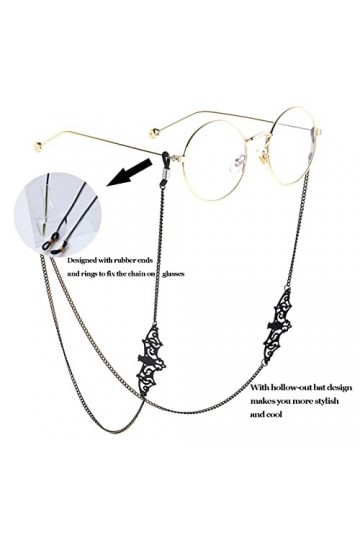 SOONHUA Cordon Lunettes,Chaîne à lunettes en forme de chauve souris En métal Fait à la main Cordon de serrage pour les lunett