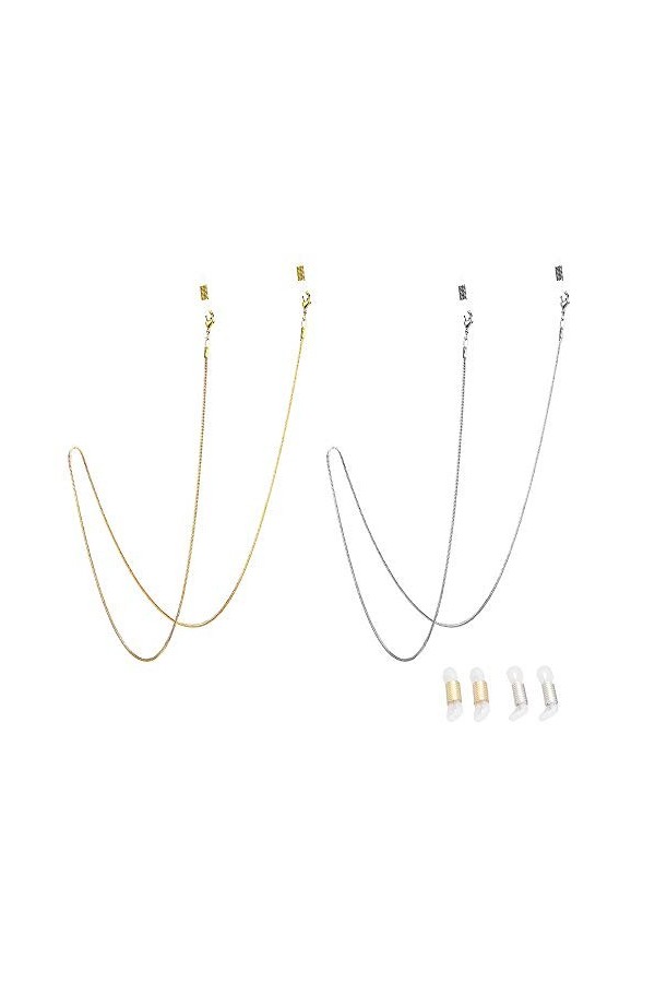 Jurxy 2PCS Chaîne de Lunettes Porte-Sangle de Lunettes de Soleil Cordon de Lecture en Verre Collier Chaîne de retenue des Lun