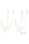 Jurxy 2PCS Chaîne de Lunettes Porte-Sangle de Lunettes de Soleil Cordon de Lecture en Verre Collier Chaîne de retenue des Lun