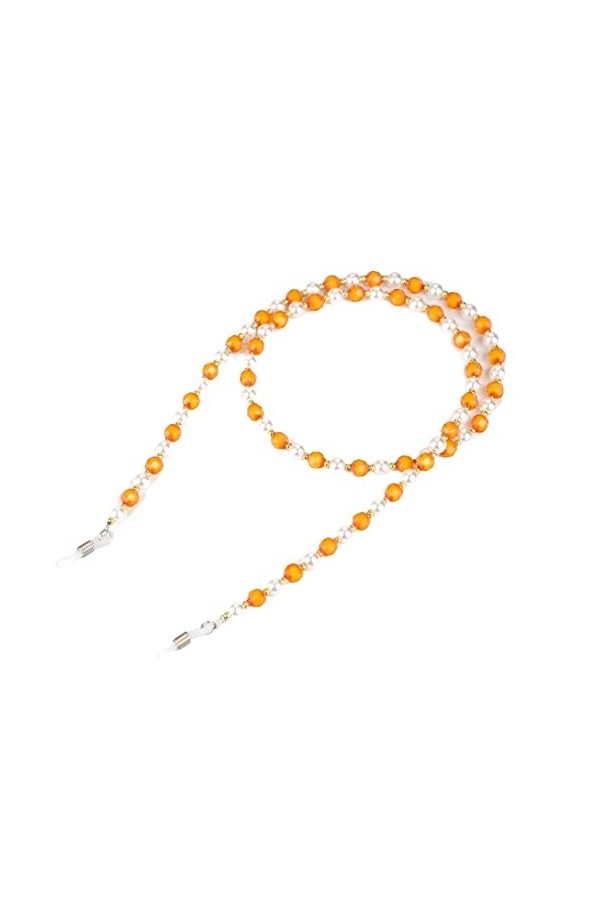 EVSER Lunettes Chaînes Sangle De Lunettes for Femmes Perlé Deux Tons Cou Cordon De Mode Lunettes De Retenue Color : Orange, 