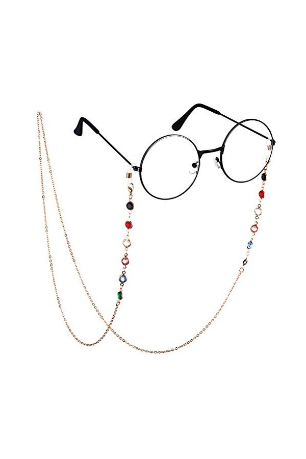 GOTOTOP Chaînes de Lunettes, Cordons de Lunettes, Longes de Lunettes de Lecture, Métal Durable + Caoutchouc, Perles Colorées 