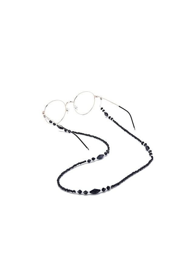 KEMUDO Chaînes Lunettes Longe for Femmes Noir Perlé Masque Longe Élégant Lunettes Cordon