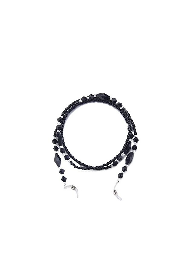 KEMUDO Chaînes Lunettes Longe for Femmes Noir Perlé Masque Longe Élégant Lunettes Cordon