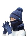 Krrinnhy Tricotés Ensemble dhiver Bonnet Écharpe 3 en 1 avec Masque Détachable Et Écharpe en Cercle Casquette De Ski Mode Ga