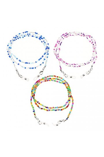 SOIMISS 3pcs Eyeglass Chains Eyewear Retainer Glass Beaded Eyeglass Strap Holder for Women Men Sports Sunglasses Chain Colorf