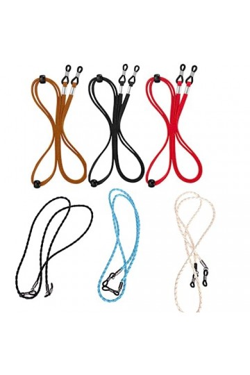 ORTAVA Lot de 6 chaînes de lunettes pour femme, cordon réglable, multicolore, cordon réglable, rétractable, bleu, 12