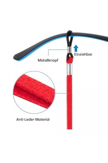 ORTAVA Lot de 6 chaînes de lunettes pour femme, cordon réglable, multicolore, cordon réglable, rétractable, bleu, 12