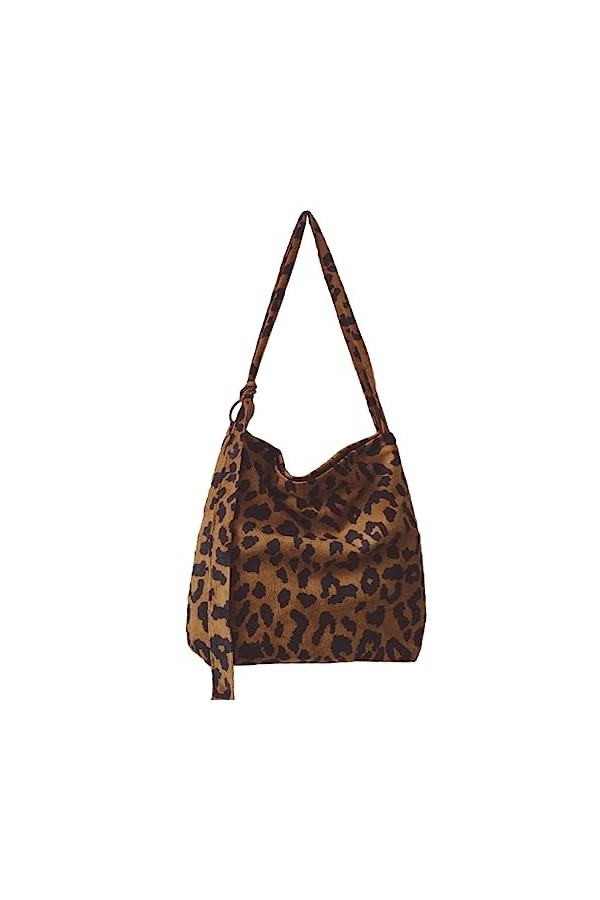 AioTio Sac en Velours Côtelé, Grand Sac Cabas Femmes, Sacs de Plage Ultralégers pour Voyage, Gym et Shopping Léopard 
