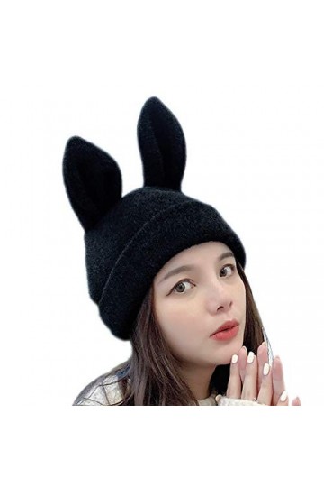 Lius Femmes Hiver Tricot Bonnet Chapeau Mignon Lapin Oreilles de Lapin crâne Casquette fête Oreille Plus Chaud
