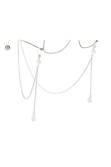 JIADELI Chaînes Lunettes lanière for Femmes Pendentif Perle Autour du Cou Sangle élégant Lunettes Cordon Color : Argent, Siz