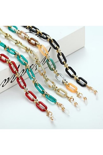 SOREZE Acrylique Bouton chaîne Lunettes Lunettes chaîne Femmes Anti-Perte Masque Suspendu Lunettes de Soleil lanières Tenir C