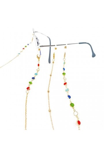 VIERSHU Lot de 3 colliers de lunettes de soleil pour femme, or, taille unique