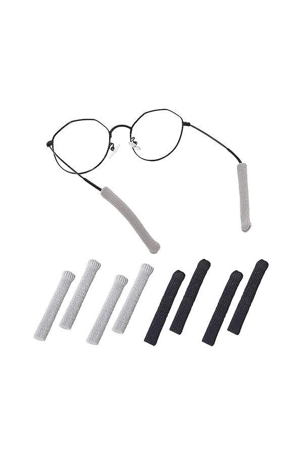 4 Paires Protege Branche Lunette,Couvre Branche Lunette en Tissu de Coton Tricoté Doux,Accessoires de Lunettes de Elastiques 