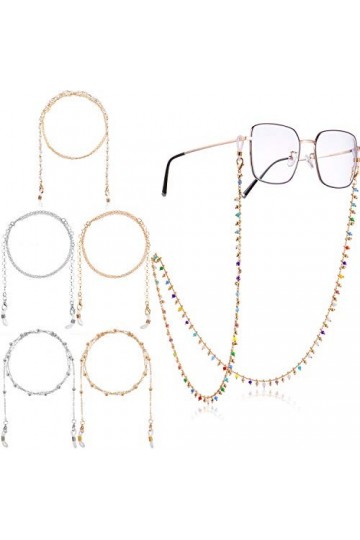 6 Pièces Chaînes de Lunettes Perlées Support de Sangle de Lunettes Longe de Couverture de Visage Support de Lunettes Perlé Sa