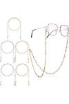 6 Pièces Chaînes de Lunettes Perlées Support de Sangle de Lunettes Longe de Couverture de Visage Support de Lunettes Perlé Sa