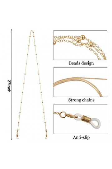 6 Pièces Chaînes de Lunettes Perlées Support de Sangle de Lunettes Longe de Couverture de Visage Support de Lunettes Perlé Sa