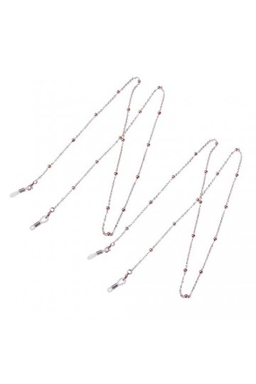 minkissy Lot de 2 cordons pour lunettes - Chaîne de lunettes - Cordon à suspendre - Chaîne de lunettes - Argenté