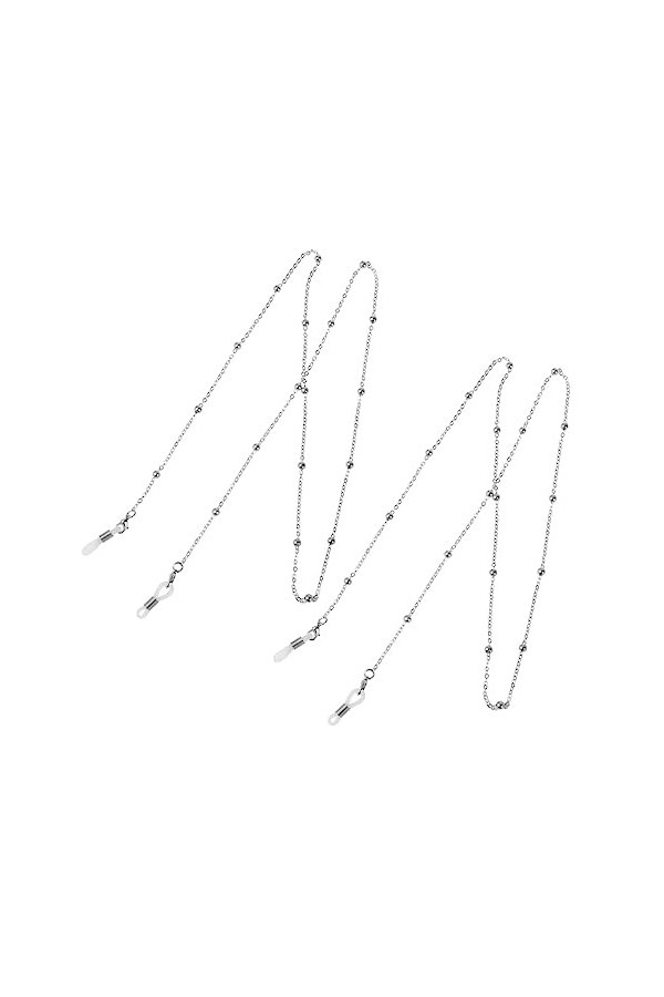 minkissy Lot de 2 cordons pour lunettes - Chaîne de lunettes - Cordon à suspendre - Chaîne de lunettes - Argenté