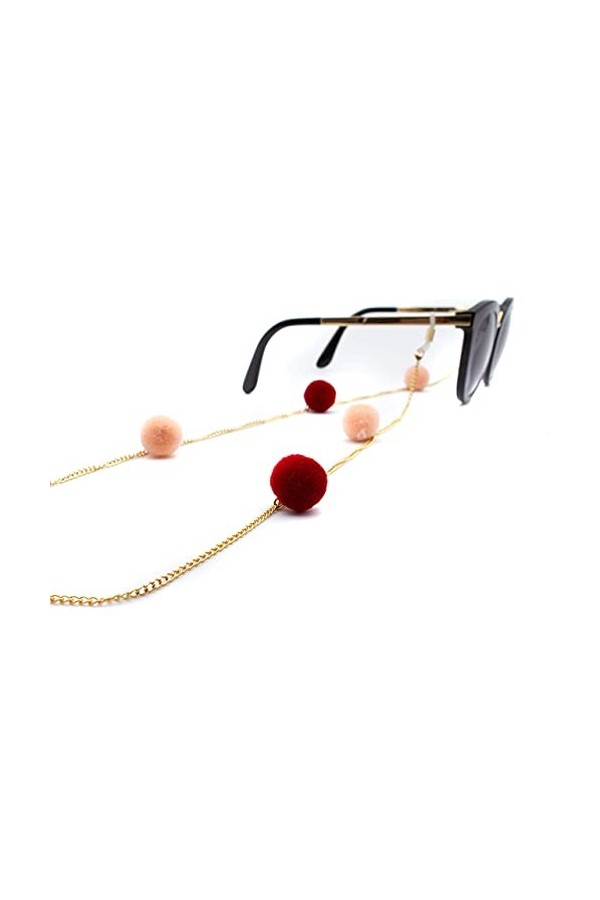GERNEO - Tel Aviv - Chaîne à lunettes de qualité supérieure en différentes couleurs - plaqué or - chaîne avec pompons en velo