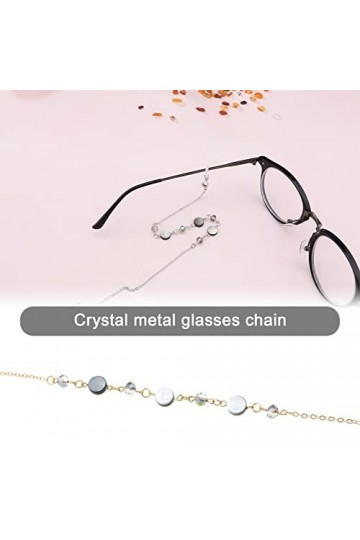 Lot de 2 chaînes de lunettes de soleil tendance en forme de coquillage de cristal antidérapant pour femmes et filles