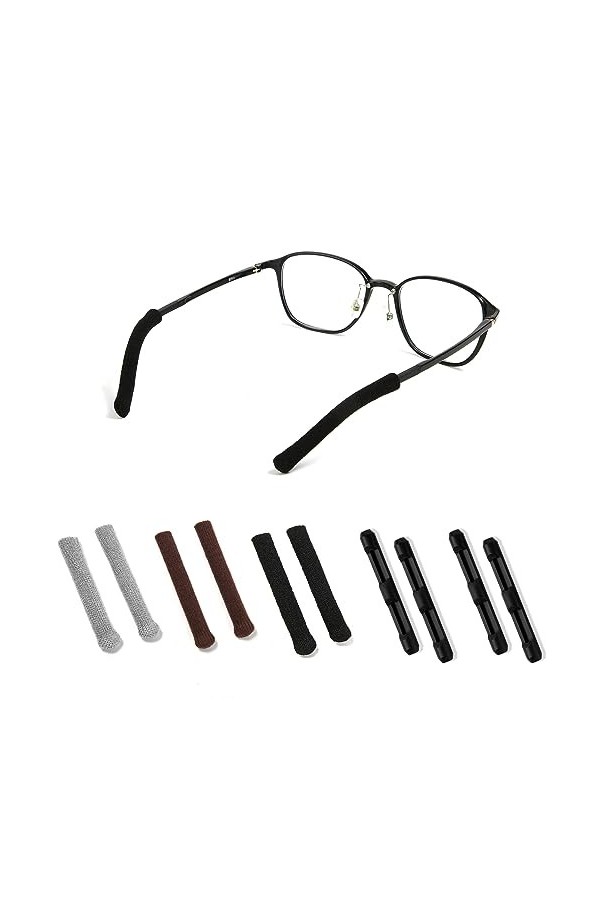 BOXOB 5 Paires de Embouts pour Branches de Lunettes, Tricotés Couvre-Bras de Lunettes et Silicone Couvre-Branches, Couvre Bra