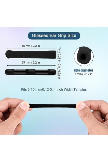 BOXOB 5 Paires de Embouts pour Branches de Lunettes, Tricotés Couvre-Bras de Lunettes et Silicone Couvre-Branches, Couvre Bra