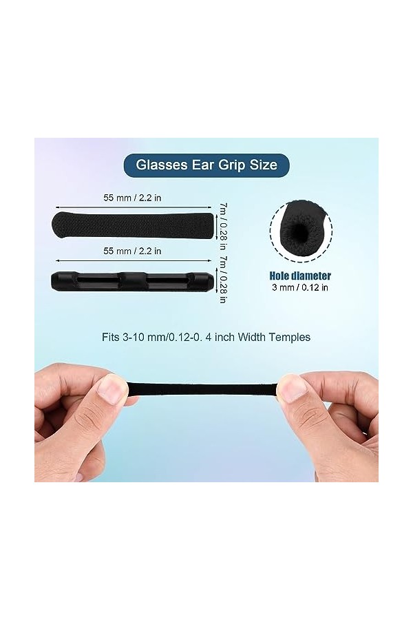BOXOB 5 Paires de Embouts pour Branches de Lunettes, Tricotés Couvre-Bras de Lunettes et Silicone Couvre-Branches, Couvre Bra
