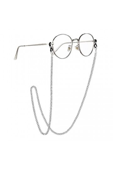 Azwood Chaîne de lunettes de vue - Cordons antidérapants - Anti-perte - Pour homme et femme, Argenté., 75 cm