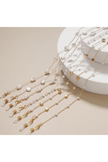 YOGAYE Chaîne de lunettes Imitation perle perlée femmes à lextérieur lunettes de soleil décontractées accessoire collier cad