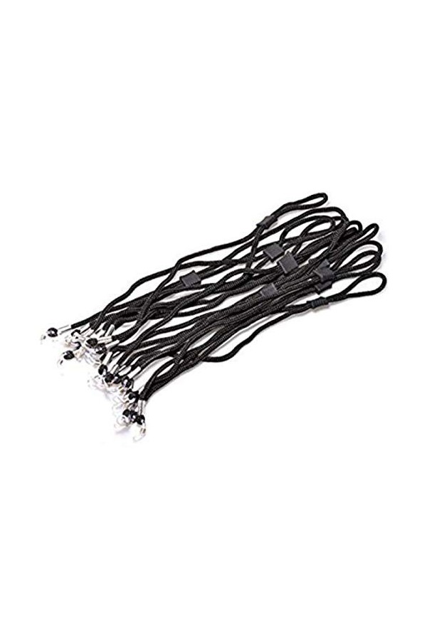 Happyupcity Lot de 10 cordons réglables en nylon tressé antidérapant pour lunettes de soleil Unisexe Noir