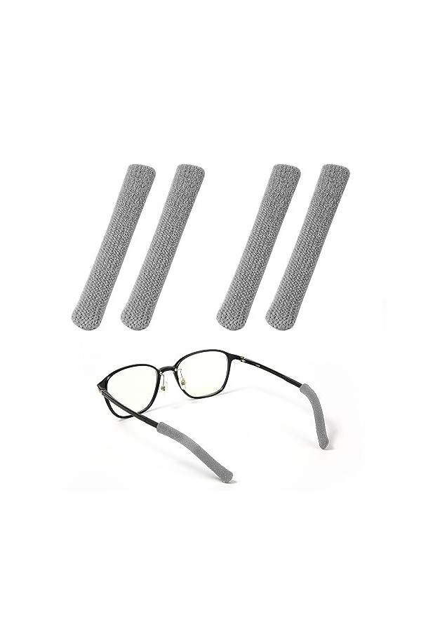 BOXOB Lot de 4 Embouts pour Branches de Lunettes, Mise à Niveau en Tissu de Coton Doux à Tricoter Coussinets Antidérapants po
