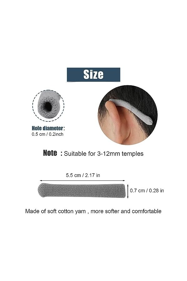 BOXOB Lot de 4 Embouts pour Branches de Lunettes, Mise à Niveau en Tissu de Coton Doux à Tricoter Coussinets Antidérapants po